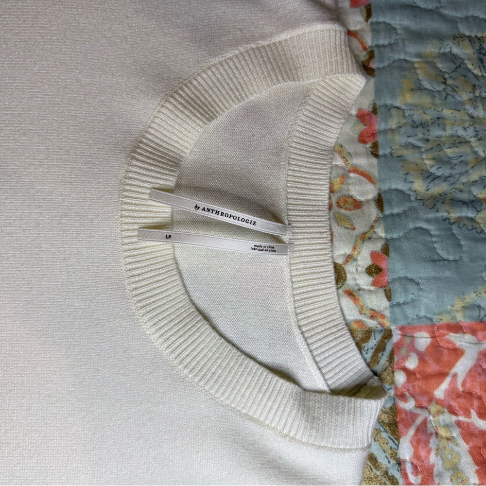 Anthropologie Ivory Long-Sleeve Pleated Twofer Sweater Maxi Dress size L Preppy - Picture 13 of 15
